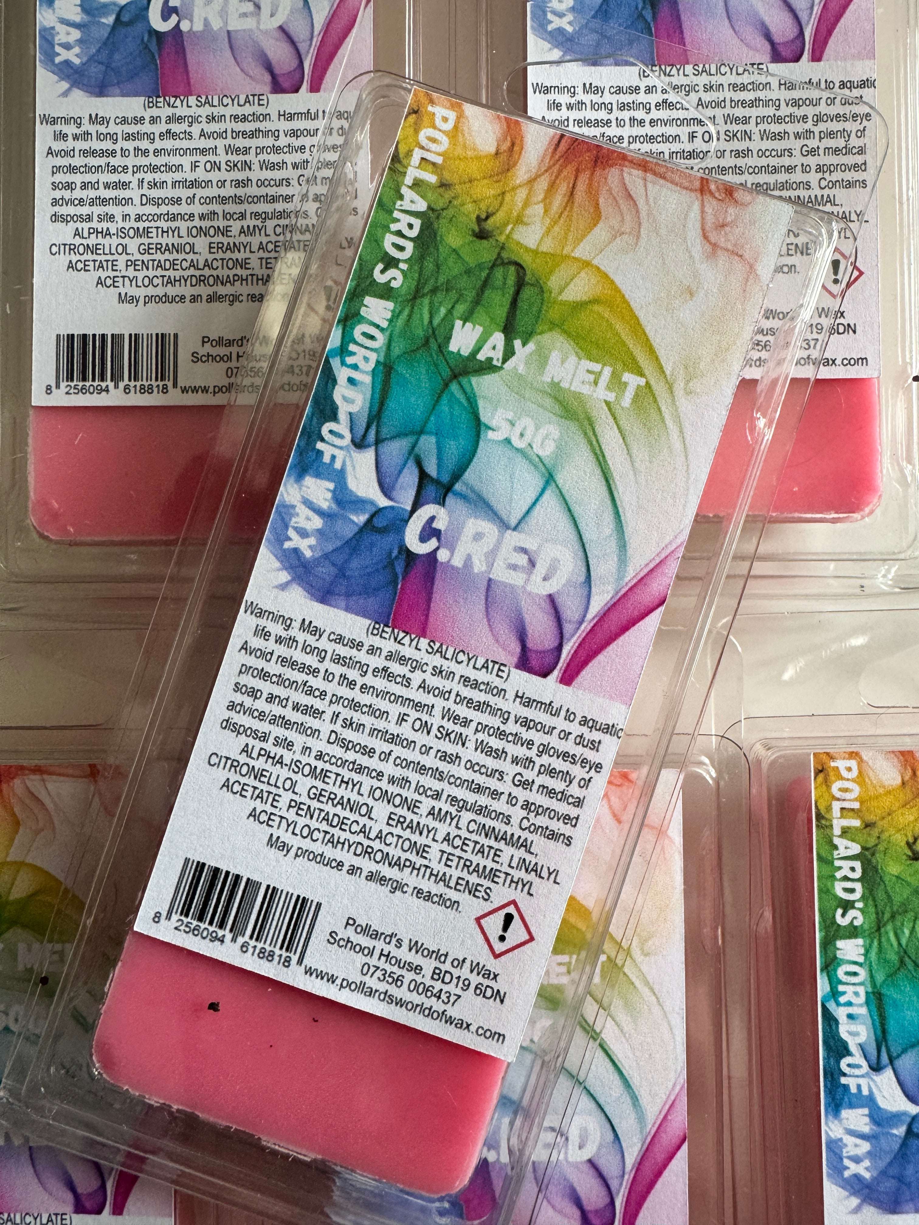 C.Red Wax Melt Snapbar Made in the UK to be highly scented and long lasting.