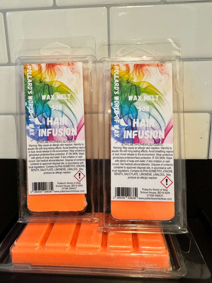Hair Infusion Wax Melt Snapbar Made in the UK to be highly scented and long lasting.